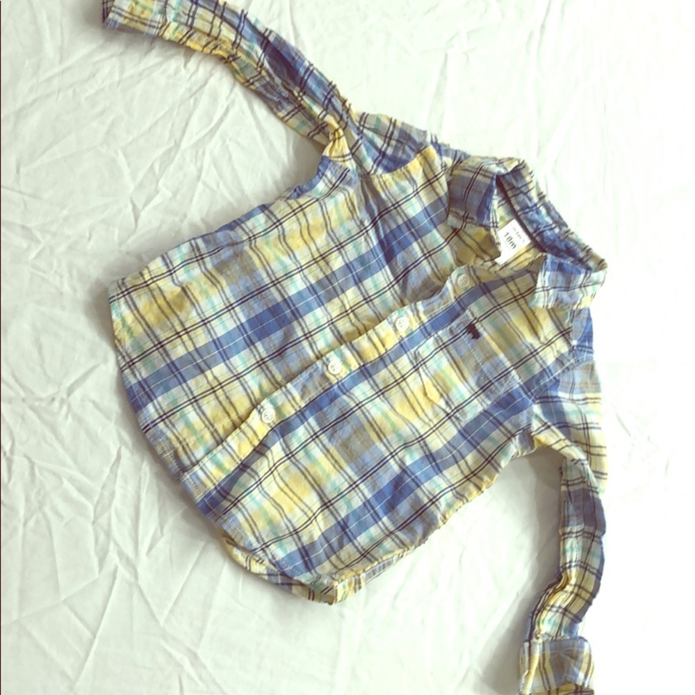 Baby boy Carter’s yellow and blue plaid shirt